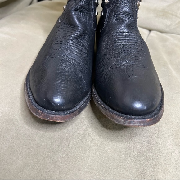 Miz Mooz | Chavita Metal Studded Black Leather Western Ankle Booties, Size 9 - Picture 2 of 9